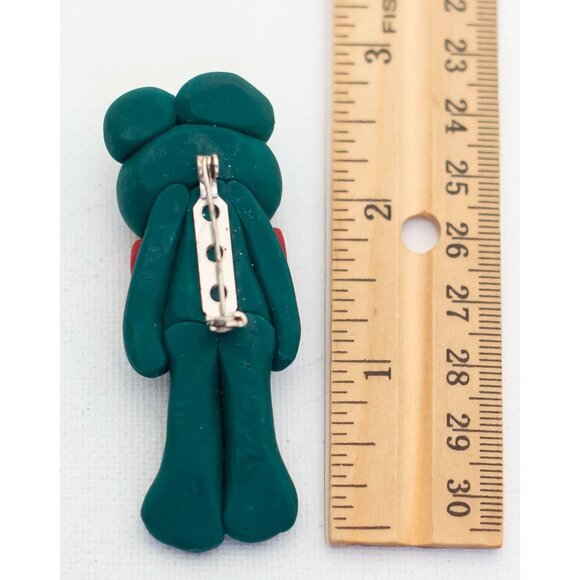 Vintage Frog With Tie Brooch - A4 - Picture 2 of 2